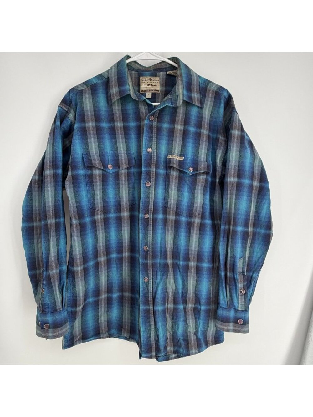 Powder River Outfitters Panhandle Slim Mens Medium Long Sleeve Plaid Pearl Snap